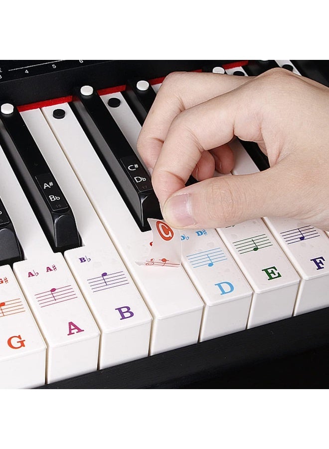 ECVV ملصقات لوحة مفاتيح البيانو ECVV للمبتدئين 88/76/61/54/49/37 مفتاحًا شفافة وقابلة للإزالة ملصقات مفاتيح البيانو بأحرف كبيرة ملونة مثالية للأطفال - Image 5