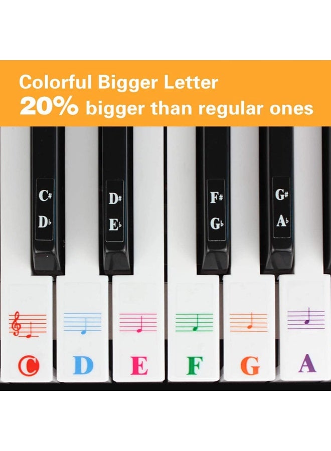 ECVV ملصقات لوحة مفاتيح البيانو ECVV للمبتدئين 88/76/61/54/49/37 مفتاحًا شفافة وقابلة للإزالة ملصقات مفاتيح البيانو بأحرف كبيرة ملونة مثالية للأطفال - Image 2