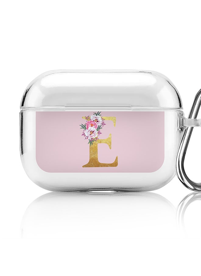 Stylizedd - Classic Clear printed Case for Apple AirPods Pro 2nd Generation Thin Transparent Cover - Custom Monogram Initial Letter Floral Pattern Alphabet - E (Pink ) - Image 1