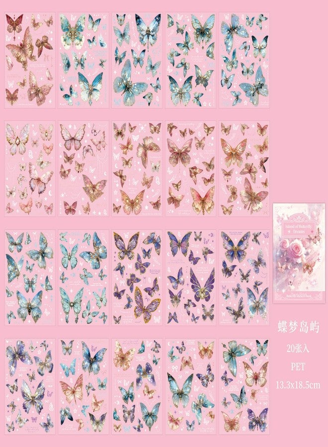 Funspark Butterfly PET Sticker Booklet 20 Sheets 300+ Stickers, Aesthetic Holographic Butterfly Stickers for Journaling, Scrapbooking, DIY Crafts, Planner Decoration for Kids & Adults - Image 2