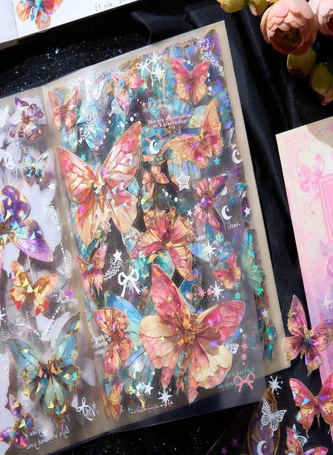 Funspark Butterfly PET Sticker Booklet 20 Sheets 300+ Stickers, Aesthetic Holographic Butterfly Stickers for Journaling, Scrapbooking, DIY Crafts, Planner Decoration for Kids & Adults - Image 4