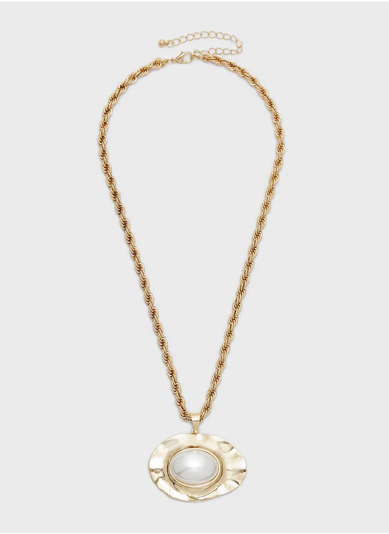 ELLA Statement Pendant Necklace With Pearl Detail