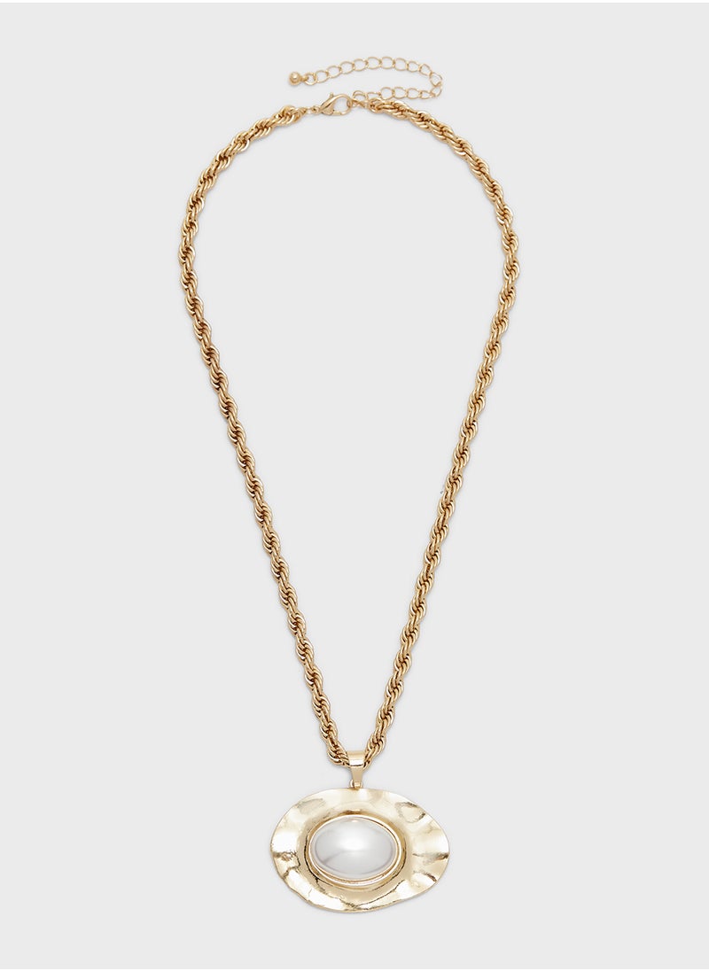 ELLA - Statement Pendant Necklace With Pearl Detail - Image 1