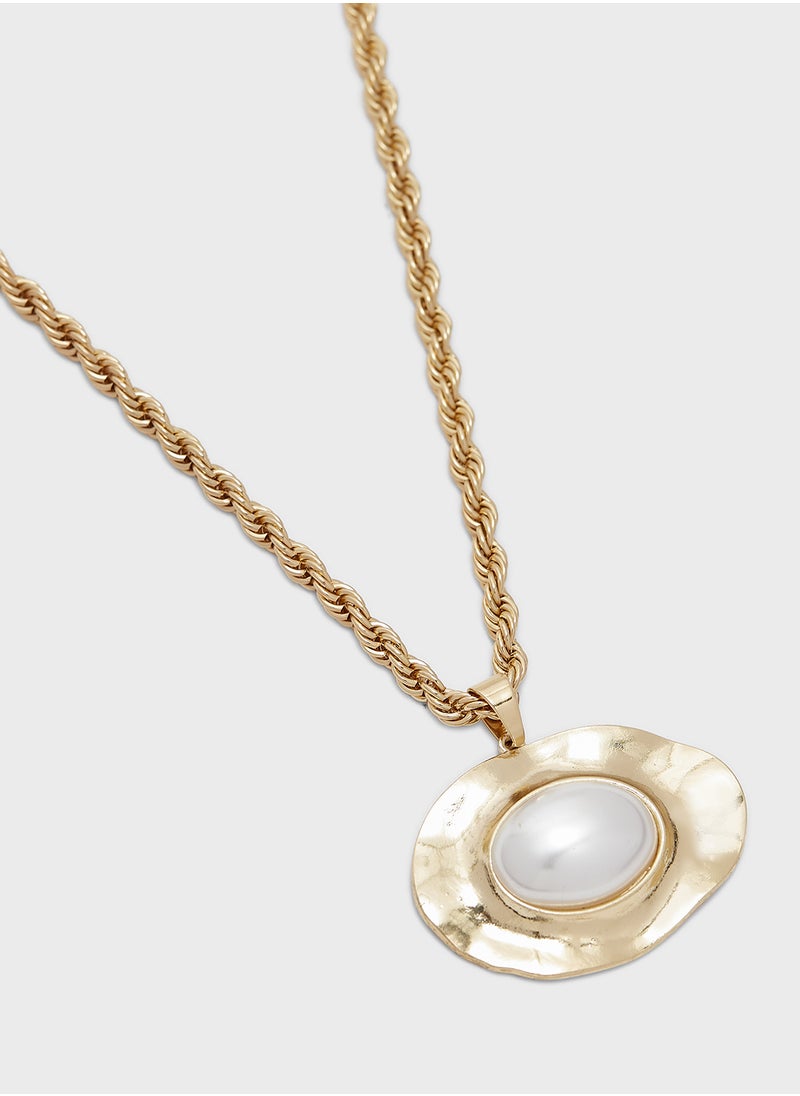 ELLA - Statement Pendant Necklace With Pearl Detail - Image 1