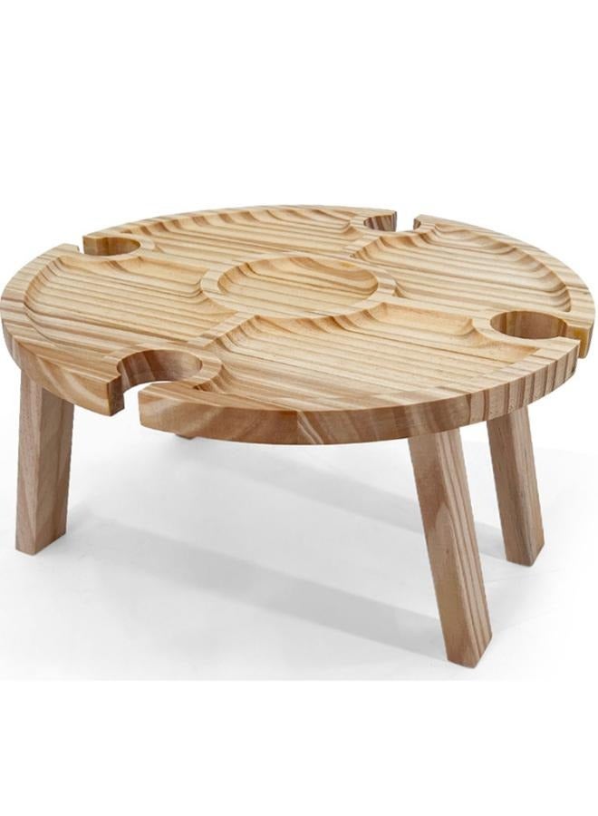 Eoptify Portable Wooden Foldable Picnic Table with Divider and Wine Glass Holder, Bamboo Snack Tray for Outdoor Camping, Beach, Hiking, and Decor - Image 3