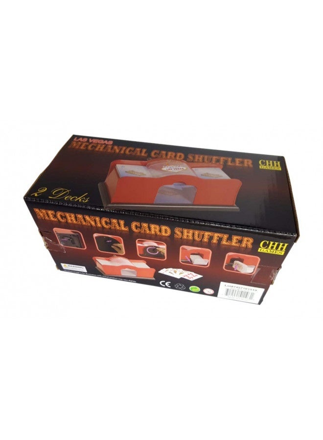 CHH 2 Deck Hand Crank "Welcome To Las Vegas" Card Shuffler, Red And Black  - Image 2