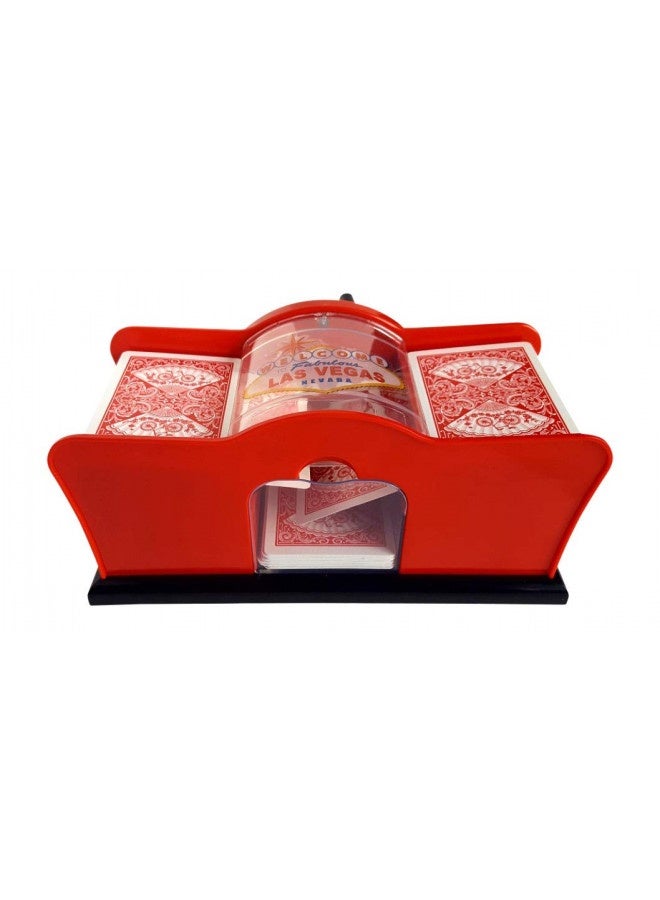 CHH 2 Deck Hand Crank "Welcome To Las Vegas" Card Shuffler, Red And Black  - Image 4