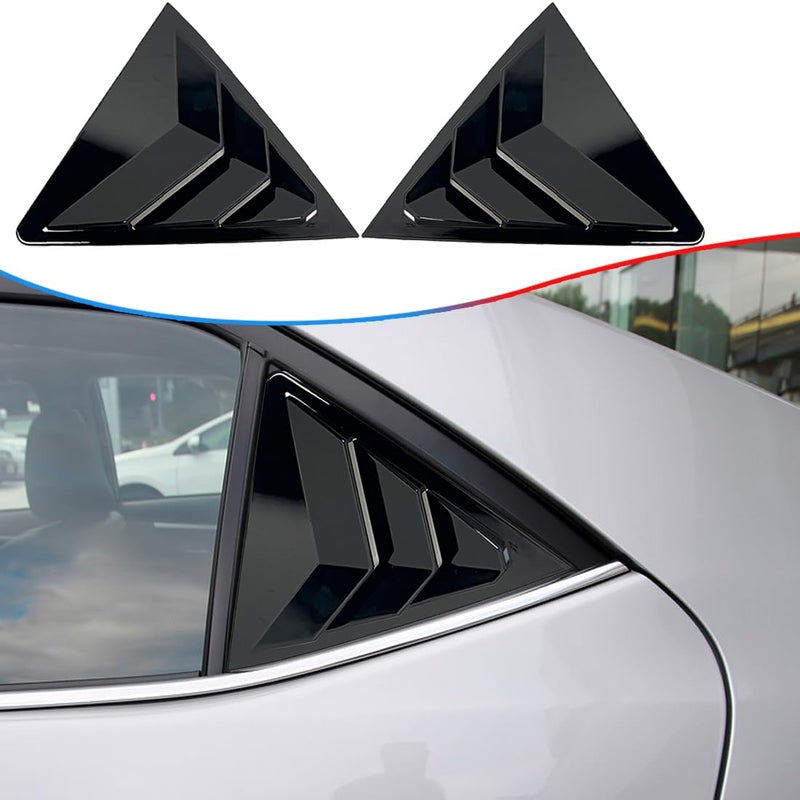 MUXEE 2Pcs Side Vent Window Louvers for Toyota Corolla 20142019 ABS Print Sport Window Decorative Covers Exterior Trim Accessories Bright Black