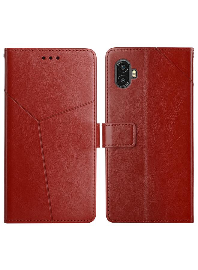 اس-توب جراب لهاتف Samsung Galaxy Xcover6 Pro مصنوع من الجلد بتصميم أفقي مع خياطة Y - Image 1