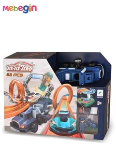 MEBEGIN 53 Pcs Race Track Car Adventure Toy, Versatile Adventure Vehicles Toys, Engineering Ejector Track Color Changing Alloy Car, Learning and Intelligence Educational Toys that Change Color in Hot Water, Convenient Storage and Portability, Ideal Gift for Kids Aged 3+  - Image 4