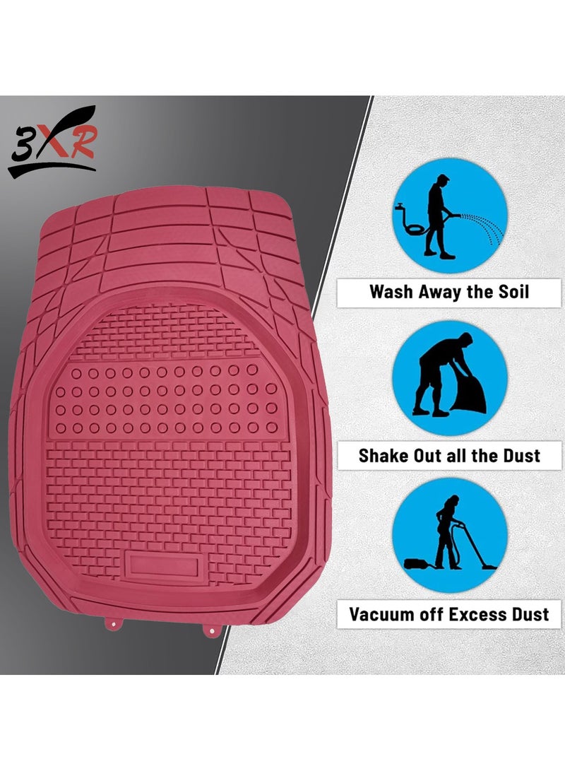 3XR  Stylish And Sturdy Car Mat For All Seasons , 5 Pcs PVC Material Floor Mat Set Pink 3009 - Image 5