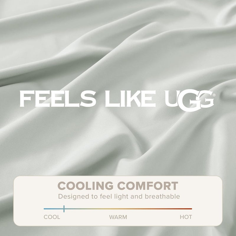 UGG Queen Sheet Set 4-Piece Luxury Cooling Sheets Deep Pockets Premium Bedding with 2 Pillow Shams Hypoallergenic Machine Washable Soft Lightweight Bed Set for Bedroom, Queen, Mineral Green (Hedi) - Image 5