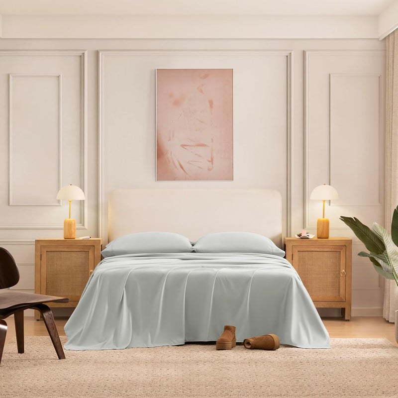 UGG Queen Sheet Set 4-Piece Luxury Cooling Sheets Deep Pockets Premium Bedding with 2 Pillow Shams Hypoallergenic Machine Washable Soft Lightweight Bed Set for Bedroom, Queen, Mineral Green (Hedi) - Image 2