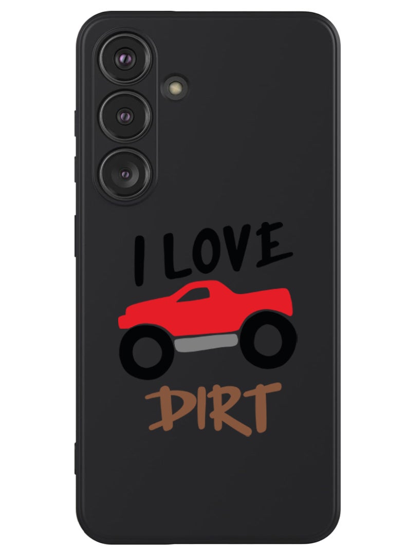 Theodor Protective Slim Fit Case Liquid Silicone Cover with Full Body Protection Anti-Scratch Shockproof Case For Samsung Galaxy S24 (Black) - I love dirt - Image 1