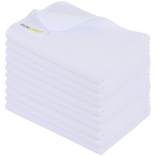 SINLAND Sublimation Blank Towels Kitchen Towel Fast Drying Tea Towel Polyester Dish Towels for Drying Dishes 16 Inch X 24 Inch 10 Pack White - Image 1