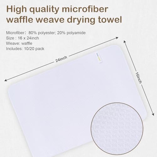SINLAND Sublimation Blank Towels Kitchen Towel Fast Drying Tea Towel Polyester Dish Towels for Drying Dishes 16 Inch X 24 Inch 10 Pack White - Image 2