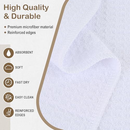 SINLAND Sublimation Blank Towels Kitchen Towel Fast Drying Tea Towel Polyester Dish Towels for Drying Dishes 16 Inch X 24 Inch 10 Pack White - Image 3