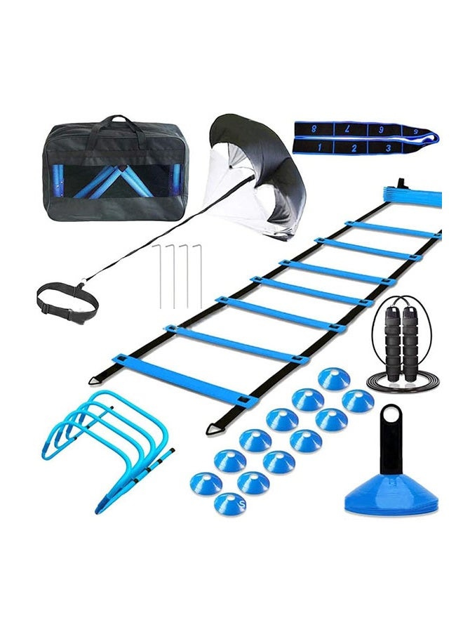 Arabest Agility Training Equipment Set,Football Training Equipment Includes 6 Meters Agility Ladder,4 Adjustable Agility Hurdles,12 Football Cones, Parachute,for Training Soccer Basketball Athletes - Image 1