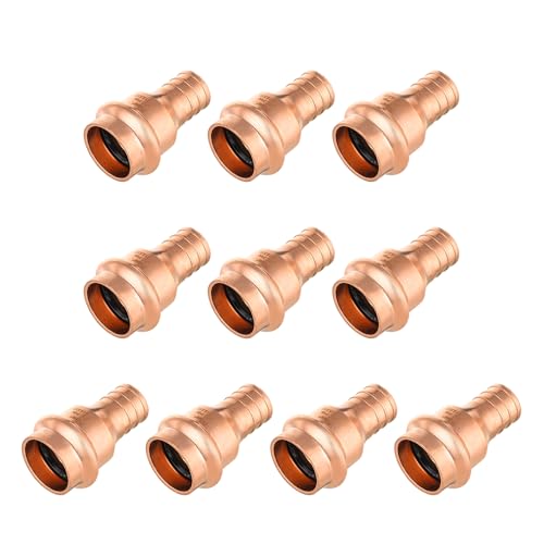 EFIELD Pack of 10 EFIELD 34 inch Copper Press X 12 inch PEX Crimp Coupling Adapter For Copper and Pex Pipe Connection LBP Design 12cpoupling adpaterPRESS024 - Image 1