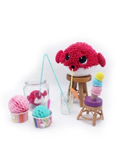 Les Deglingos Gobetou Mom & Baby Blowfish Plush Toy - Beetroot Color, Soft Corduroy & Terry Cloth, 31 cm - Perfect for Newborns & Up  - Image 4
