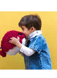 Les Deglingos Gobetou Mom & Baby Blowfish Plush Toy - Beetroot Color, Soft Corduroy & Terry Cloth, 31 cm - Perfect for Newborns & Up  - Image 5