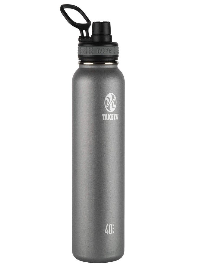 Takeya Originals 40 oz Vacuum Insulated Stainless Steel Water Bottle - Leakproof & BPA-Free Spout Lid - Keeps Drinks Cold 24 Hrs/Hot 12 Hrs - Double-Wall Design - Ideal for Active Lifestyles, Graphite - Image 1