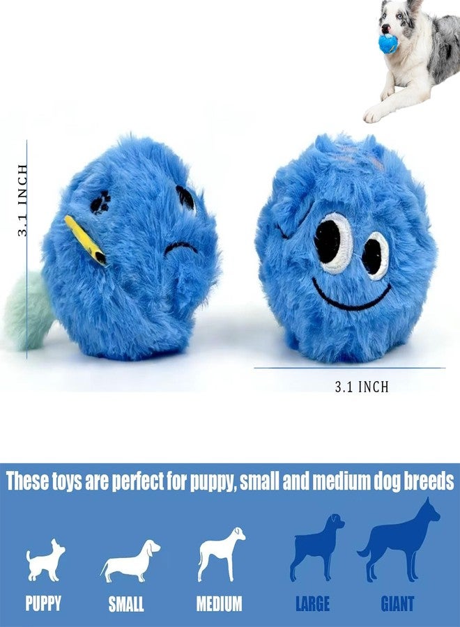 CJZJPV Plush Dog Toy for Small Meduim Dogs, Squeaky Dog Ball Dog Toys, No-Stuffing Puppy Chew Toy Soft & Indestructible for Teething Training Fetch Play, 3.1 Inch Interactive Dog Ball Blue - Image 3