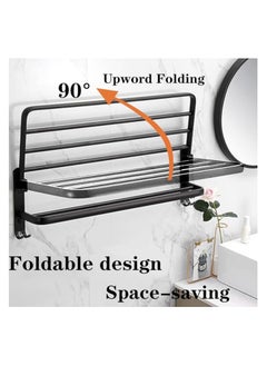 Generic Towel Rack for Bathroom, Bath Towel Holder with Double Towel Bar and Foldable Towel Shelf, Rustproof Towel Organizer Wall Mounted Towel Storage Hanger  - Image 2