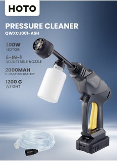 HOTO Cordless Pressure Washer – 20V Power Washer for Car, Home, Patio, Outdoor Cleaning – 350 PSI (24 Bar), 6-in-1 Adjustable Nozzle (Foam, Jet, Mist), 200W Motor, 2000mAh Battery, Type-C Fast Charging, Lightweight, Self-Priming, 6M Hose – Black  - Image 1