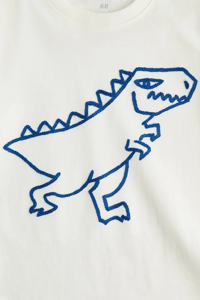 H&M Embroidery-motif cotton T-shirt