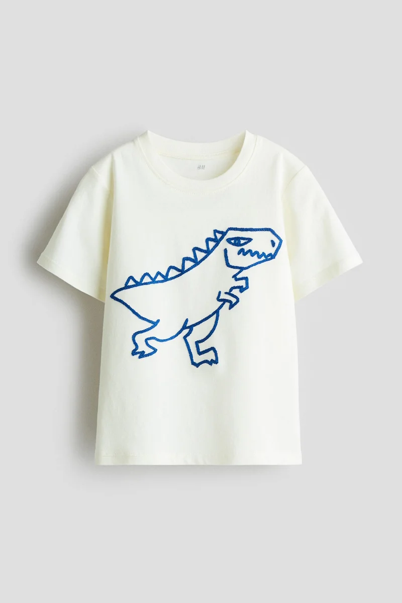 H&M Embroidery-motif cotton T-shirt