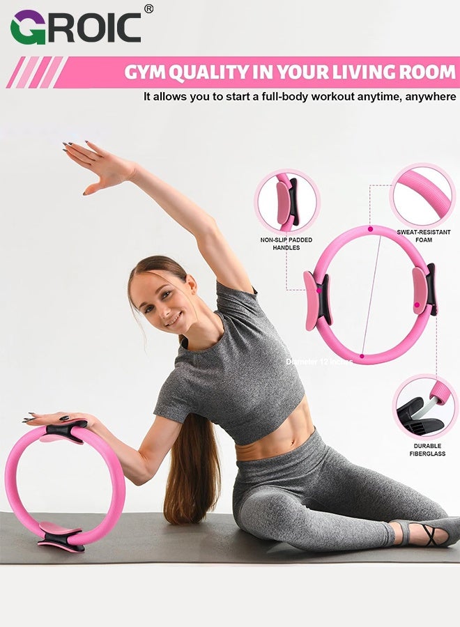 GROIC Thick Yoga Mat Set,6-Piece Yoga Kit for Home Workouts,Yoga Mat, Ball, Foam Roller, Magic Circle, Blocks and Resistance Bands, Home Fitness Kit for Toning - Image 4