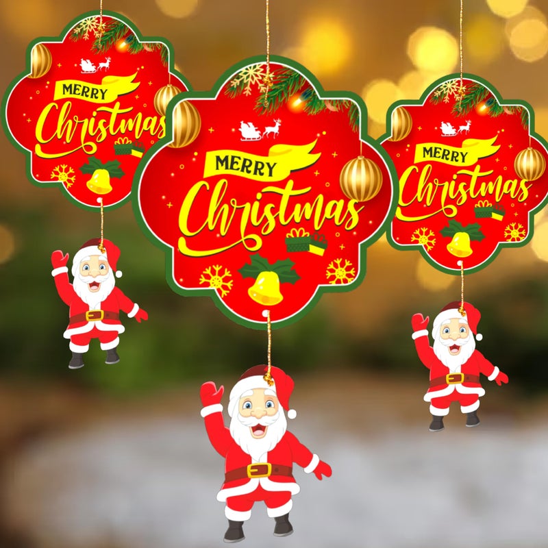 TOYXE Merry Christmas Banner with Little Santa Hanging Paper Decoration Item Pack of 5 Pcs - Image 5