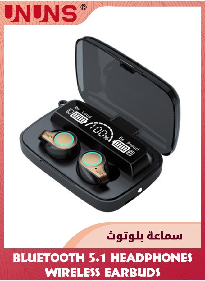 UNUNS - Bluetooth Headphones Wireless Earbuds,180H Playtime Sports Ear Buds With Digital Display Charging Case,IPX7 Waterproof Headset, Stereo Headphones In Ear Built In Mic Deep Bass,For iOS Android - Image 1