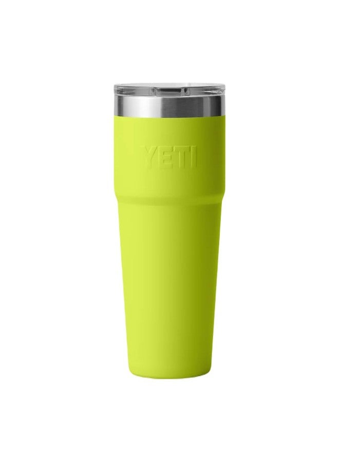يتي كوب YETI Rambler سعة 16 أونصة قابل للتكديس، معزول بتفريغ الهواء، مصنوع من الفولاذ المقاوم للصدأ مع غطاء MagSlider - لون أخضر مصفر - Image 2