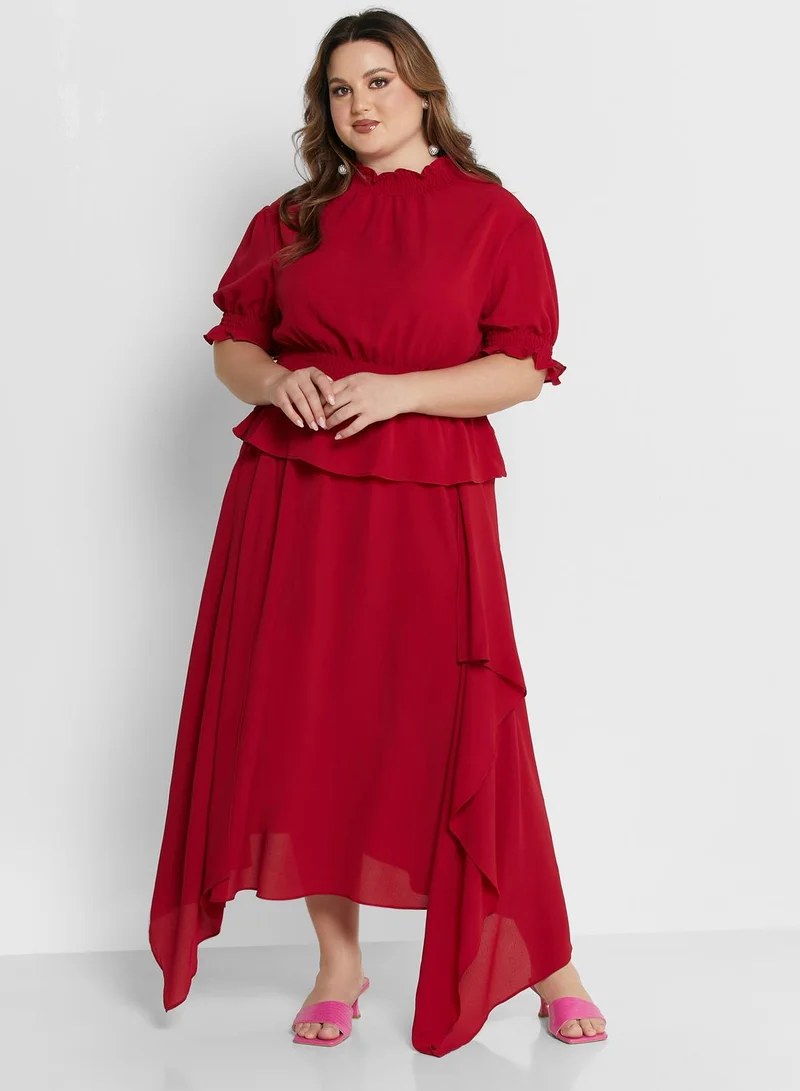 Ella Plus Asymmetrical Top and Skirt Set