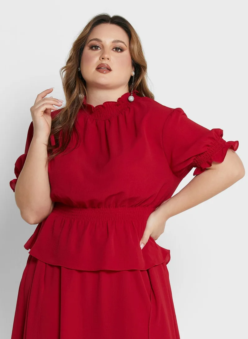 Ella Plus Asymmetrical Top and Skirt Set