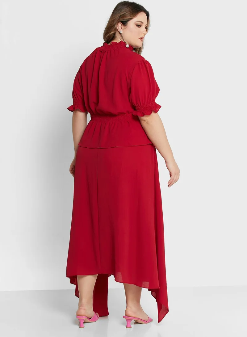 Ella Plus Asymmetrical Top and Skirt Set