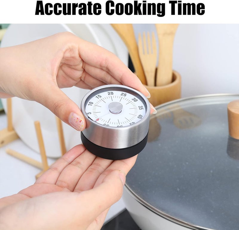 GALV timer mechanical kitchentimers magnetic visual timer for kids360 degree rotary cooking timers for kitchen with alarmstainless steel countdown studying fitness baking teaching59x37cmblack - Image 5
