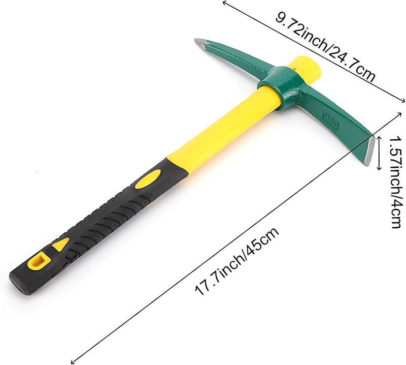 17.7 Inch Pick Mattock Hoe, Forged Garden Pick, Weeding Mattock Hoe Agriculture Hand Tools with Heavy-Duty Fiberglass Handle for Weeding Cultivating Camping or Prospecting - Image 2
