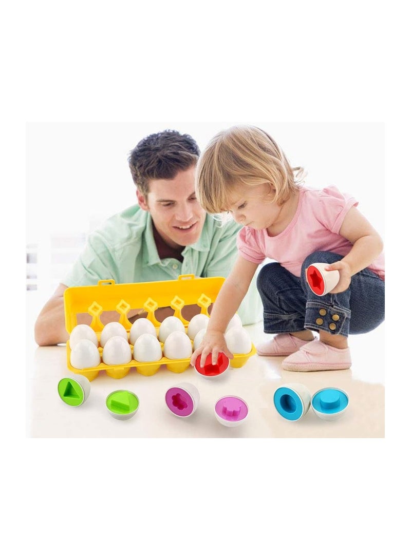 NYVIO Matching Eggs - Toddler Toys - Educational Color & Recognition Skills Study Toys, for Learn Color & Shape Match Egg Set, for Age 2 Years Old and 2 Years Up Kid Baby Toddler Boy Girl. (12 Eggs) - Image 2
