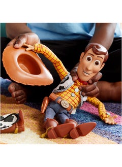 Disney store Official Woody Interactive Talking Action Figure Toy Story Toys Pull String Woody Toy Story Doll With Phrases & Interactive Feature, Soft Body Construction, Detachable Cowboy Hat  - Image 2