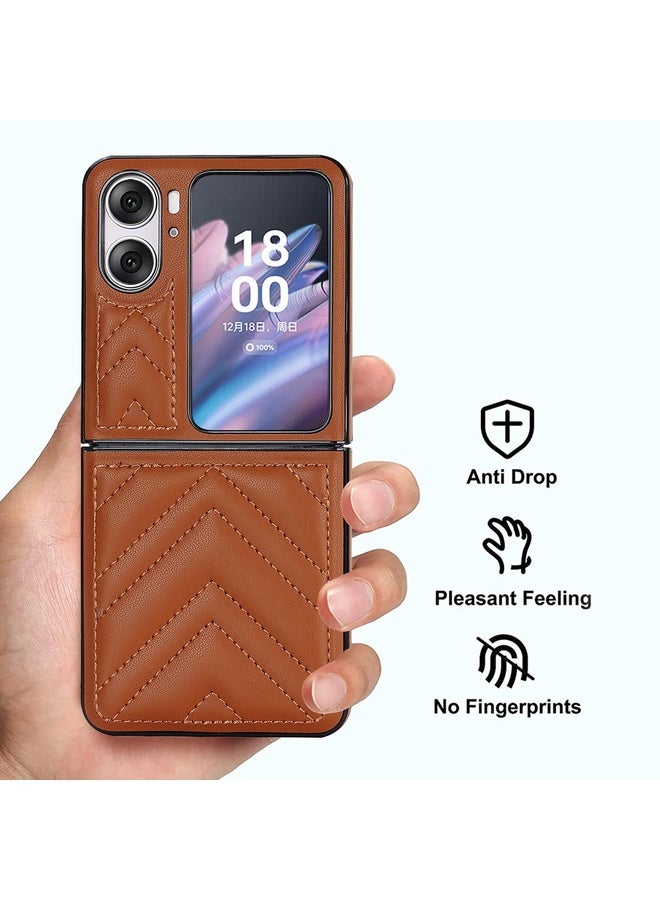 HuHa Case Cover For OPPO Find N2 Flip V-shaped Folding Phone Case(Brown) - Image 4