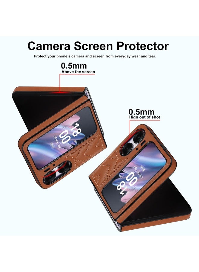 HuHa Case Cover For OPPO Find N2 Flip V-shaped Folding Phone Case(Brown) - Image 3