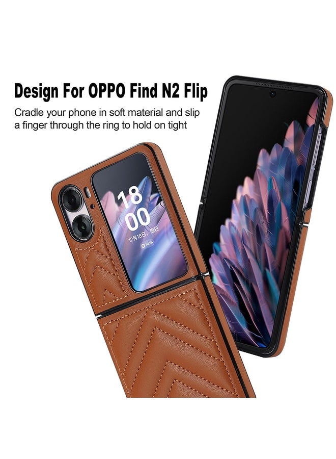 HuHa Case Cover For OPPO Find N2 Flip V-shaped Folding Phone Case(Brown) - Image 5