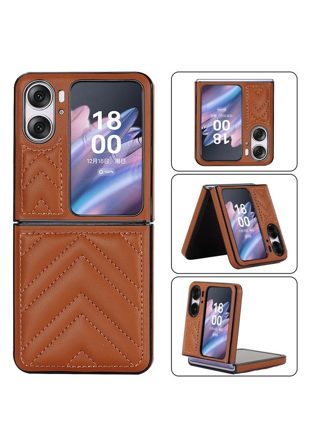 HuHa Case Cover For OPPO Find N2 Flip V-shaped Folding Phone Case(Brown) - Image 1