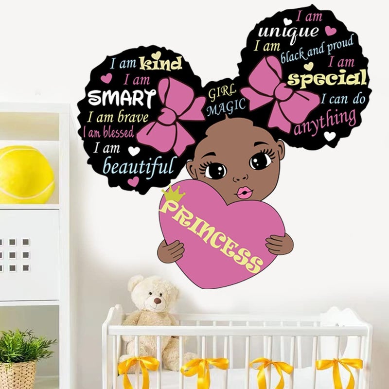 Black Girl Magic Inspirational Wall Decals Quote Im Kind Princess Wall Sticker Pink Motivational Saying Positive Words Wall Stickers for Baby Toddler Room Nursery Playroom Bedroom Living Room