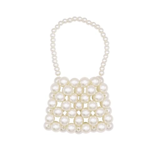 Amamcy Girls Mini White Pearl Purse Handbag Acrylic Beads Handbag Tiny Handbags Pearl Beaded Clutch Evening Bag for Women - Image 1
