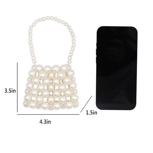 Amamcy Girls Mini White Pearl Purse Handbag Acrylic Beads Handbag Tiny Handbags Pearl Beaded Clutch Evening Bag for Women - Image 4