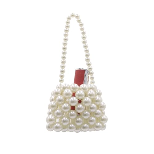 Amamcy Girls Mini White Pearl Purse Handbag Acrylic Beads Handbag Tiny Handbags Pearl Beaded Clutch Evening Bag for Women - Image 5